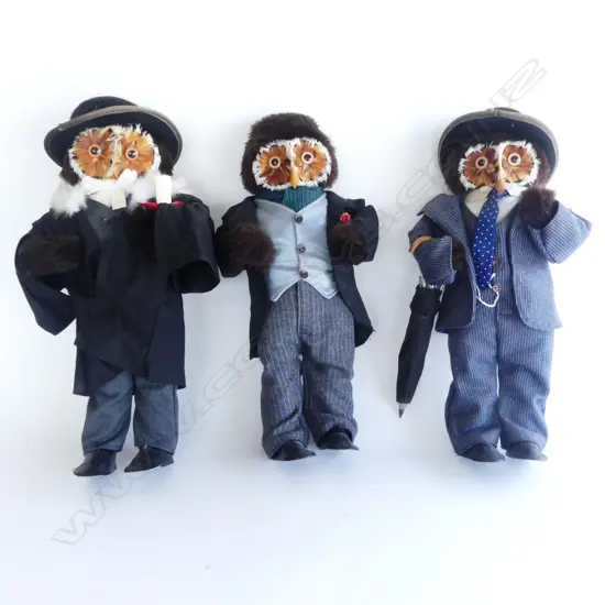 3 DAPPER OWL DOLLS H.420mm