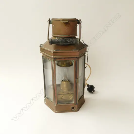 VINTAGE BRASS RAILWAY LANTERN CONVERTED TO ELECTRICITY [WORKING]