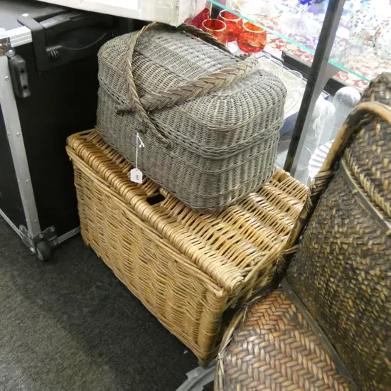 2 WOVEN FISHING CREEL BASKETS W.520mm
