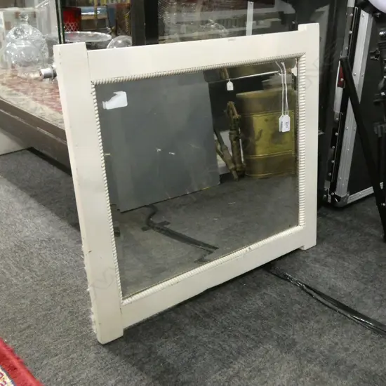 VINTAGE MIRROR, WHITE PAINTED WOODEN FRAME 530x605mm