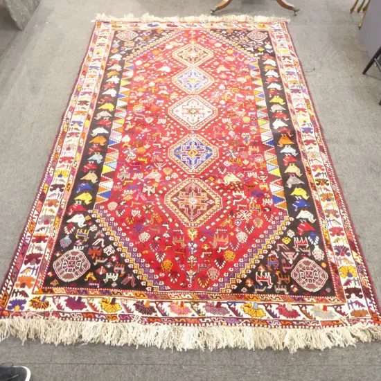 LG PERSIAN QASHQAI CARPET all wool animal & bird motifs 2800mm x 1750mm