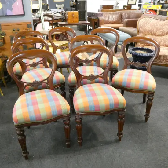 8 MAHOGANY BALLOON BACK CHAIRS