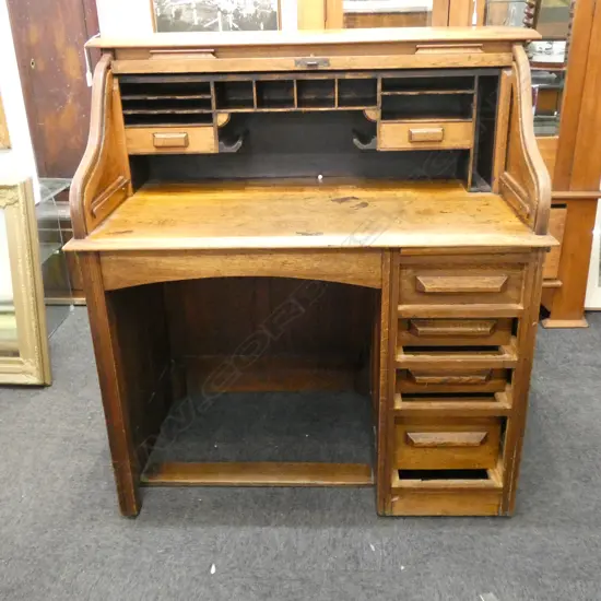 OAK ROLL TOP DESK 1110x675x1150mm