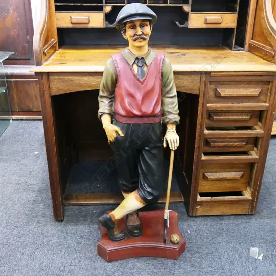 VINTAGE STYLE PAINTED RESIN GOLFING FIGURE H.1020mm
