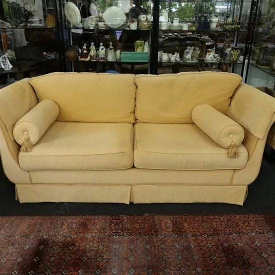 REGENCY STYLE YELLOW UPHOLSTERED SOFA 2030x930x730mm