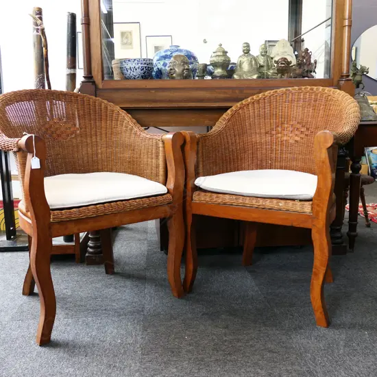 PR WOVEN CANE ARMCHAIRS