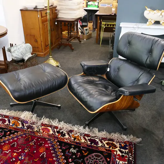 EAMES STYLE CHAIR & OTTOMAN 