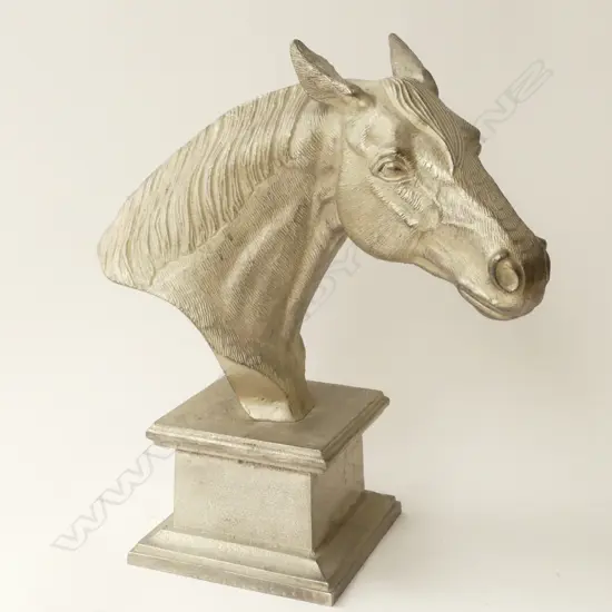 SILVER METAL HORSE BUST H385MM
