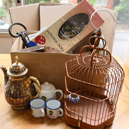 BIRD CAGE, JAPANESE DOLL (BOXED), CERAMICS ETC