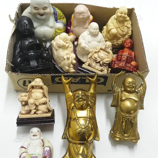 COLLECTION OF 12 BUDDHA  TALLEST 180MM