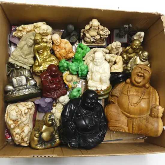 COLLECTION OF OVER 30 SMALL BUDDHA & HOTEI  TALLEST 170MM