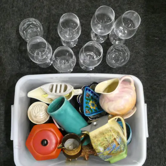 ASST. CHINA, 6 WINE GLASSES ETC