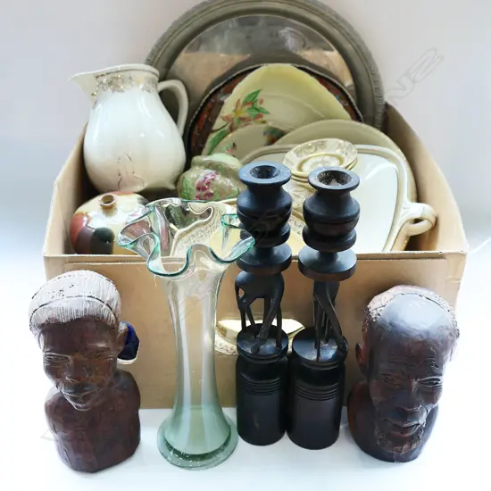 COLLECTION FAUX IVORY WOOD CARVINGS PR CLOISONE VASES & STANDS H110MM EP TEAPOT ETC