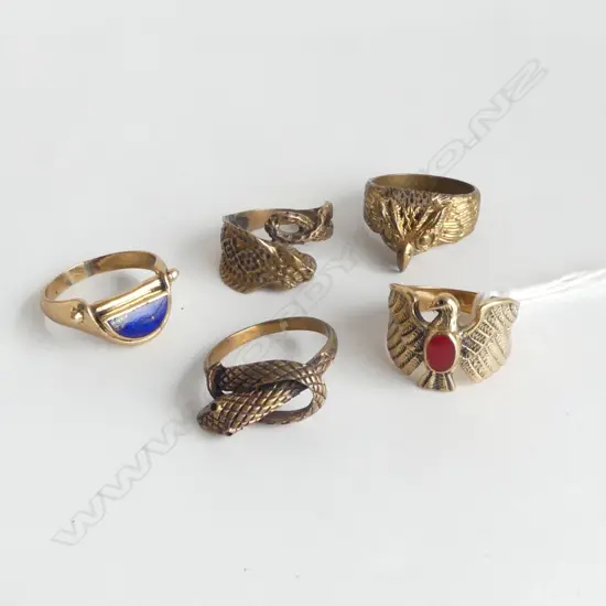 5 BRASS RINGS Incl. 1 w. LAPIS LAZULI