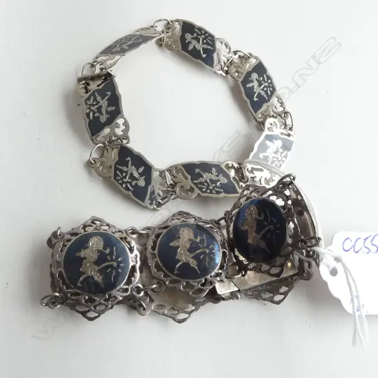 2 VINATGE THAI SILVER BRACELETS with traditional dancers