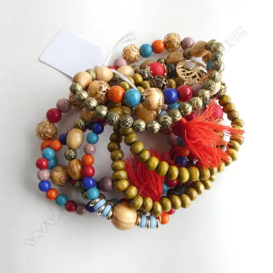 EIGHT BOHEMIAN BEAD BRACELETS, NEW