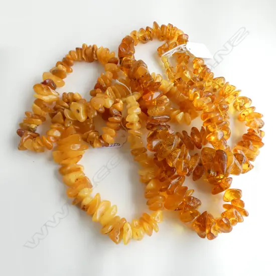 2 AMBER NECKLACES L.550mm