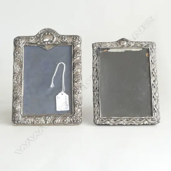 2 EDWARDIAN SILVER EMBOSSED PHOTO FRAMES some faults 180 x 135mm approx