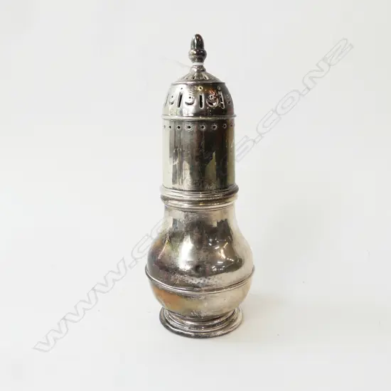 LGE SILVER SUGAR SIFTER base slightly compressed Acorn finial London 1900 325gms