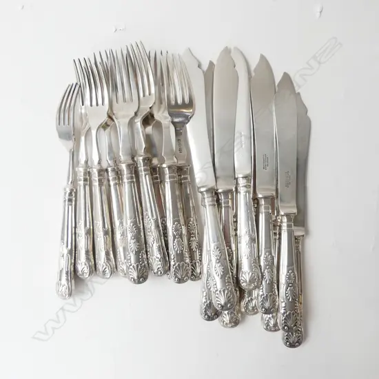 20PC KINGS PATTERN SILVER PLATED FISH CUTLERY 10 KNIVES & 10 FORKS 