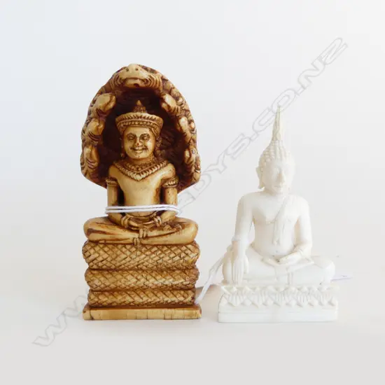 2 CARVED IVORY BUDDHA H85MM TALLEST