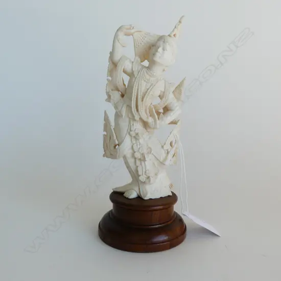 THAI IVORY DANCING FIGURINE ON STAND H190MM