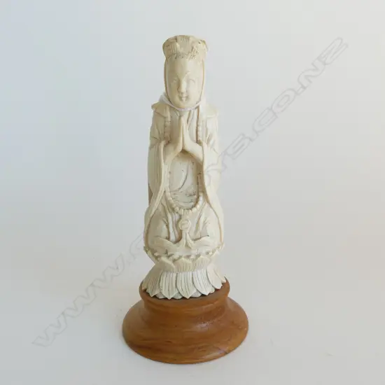 CARVED IVORY GODESS ON STAND H160MM