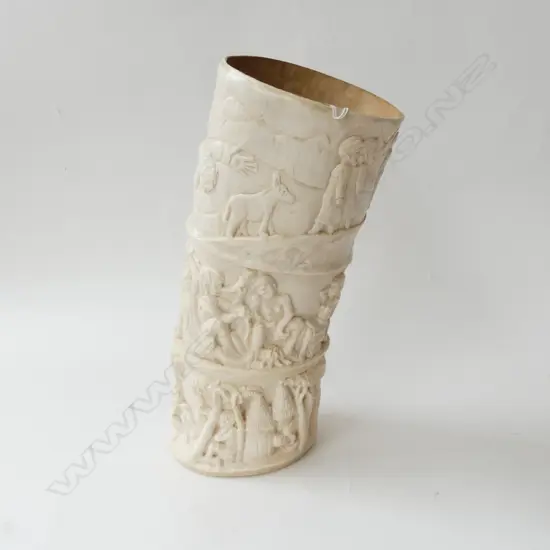 LARGE AFRICAN IVORY CARVED TUSK SECTION H320MM