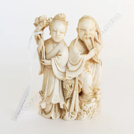 CHINESE IVORY CARVING  OLD  COUPLE H100MM