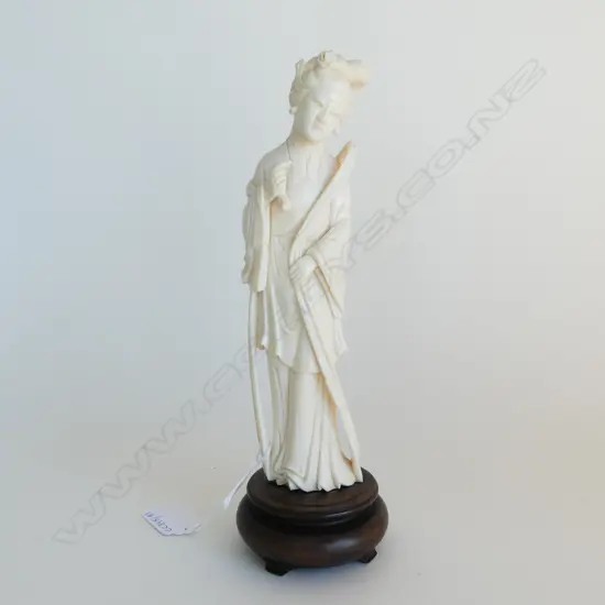 CHINESE IVORY LADY FIGURE ON STAND H240MM