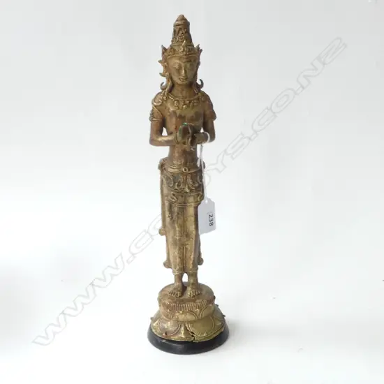 ANTIQUE CAST BRONZE THAI STANDING BUDDHA H320