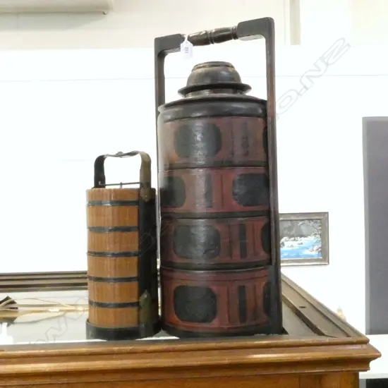 2 ORIENTAL STACKING FOOD CONTAINERS H.580, 345mm