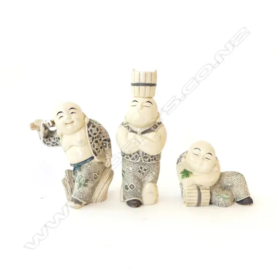 3 ORIENTAL RESIN FIGURES H.175mm