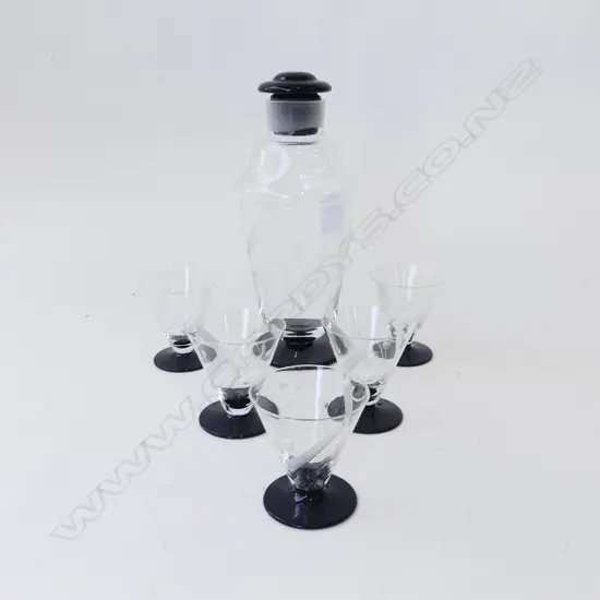 ART DECO DECANTER H.225mm & 5 GLASSES
