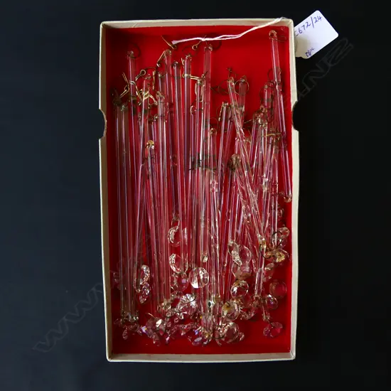 38 VINTAGE CRYSTAL STRING DROPS, TWO LENGTHS, L.135MM-175MM