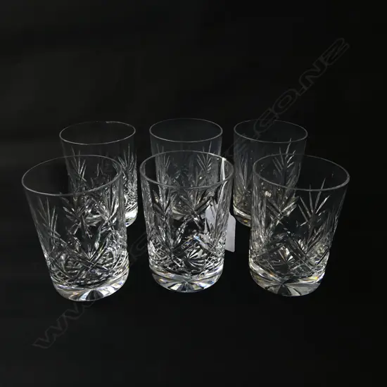 SET 6 VINTAGE THOMAS WEBB CRYSTAL WHISKY GLASSES etched mark