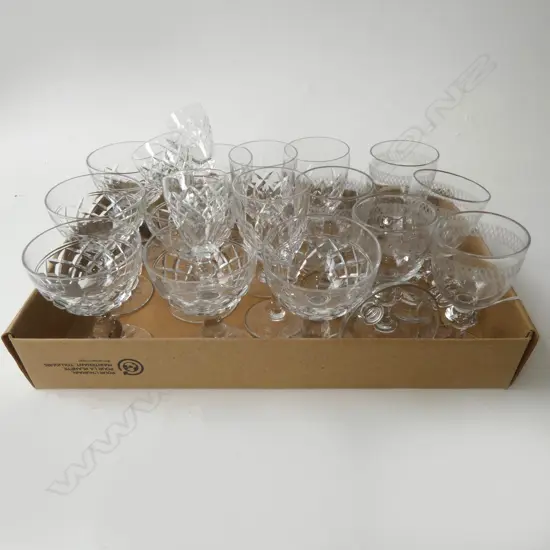 22 VARIOUS VINTAGE MAINLY CRYSTAL GLASSES: Stuart + Edinburgh + Leith ETC