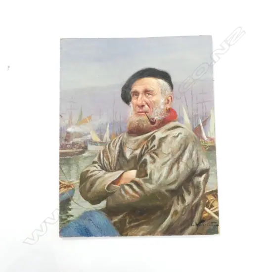 **RTV** E. BARO / LEON NOIREAUT (FRENCH 1890-1960), UNTITLED (SAILOR SMOKING A PIPE) OIL ON BOARD, 345x270mm