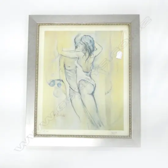 FRAMED SIGNED, NUDE STUDY, PRINT, 510x420mm