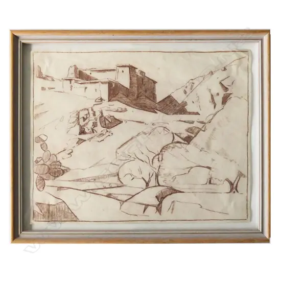 JOHN WEEKS - OURIKI MOROCCO - CONTE ON PAPER 210 X 270MM