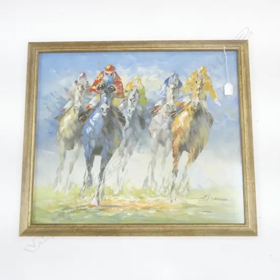 ANTHONY VECCIO HORSE RACING ARTWORK, ACRYLIC ON CANVAS 510x600mm
