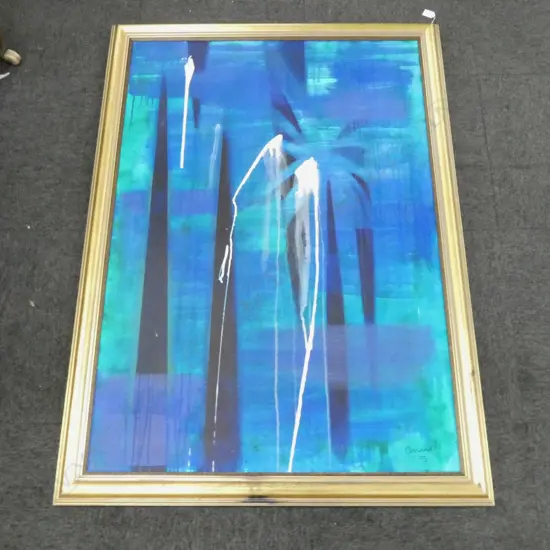 LG BLUE ARTWORK, ACRYLIC ON CANVAS, SIGNED 'ANNARD? '95' 1210x830mm