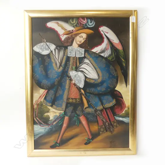 ARTIST UNKNOWN, 16 / 17thC STYLE FIGURE, ACRYLIC ON BOARD, 775x570mm