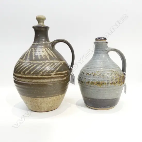 2 ESTELLE MARTIN NZ POTTERY FLASKS H.280mm