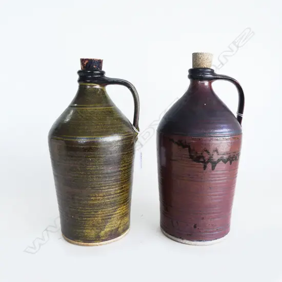 2 RICHARD CADNESS NZ POTTERY FLASKS H.280mm