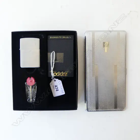 2 ZIPPO LIGHTERS + EP CIGARETTE CASE L.170mm