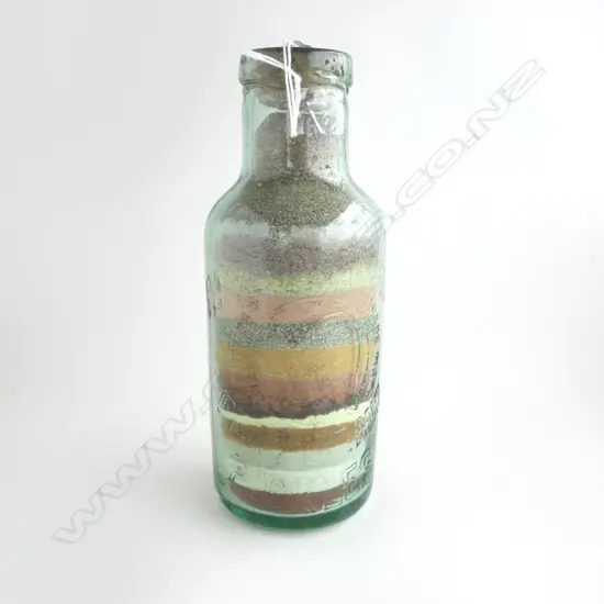 ROTORUA COLOURED SANDS IN HAYWARD BROS. PICKLE BOTTLE H.200mm