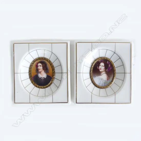 2 VILLEROY & BOCH PORCELAIN PORTRAIT PLAQUES, 150 x 100mm