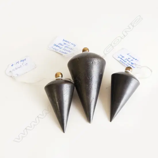 3 VINTAGE HENRY BOKER GERMAN BRASS & STEEL PLUMBOBS 