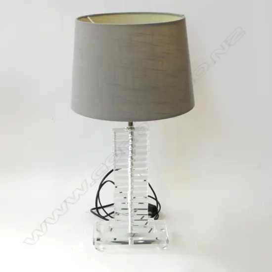 TABLE LAMP; CLEAR ACRYLIC BASE (CHIPS) H.550mm